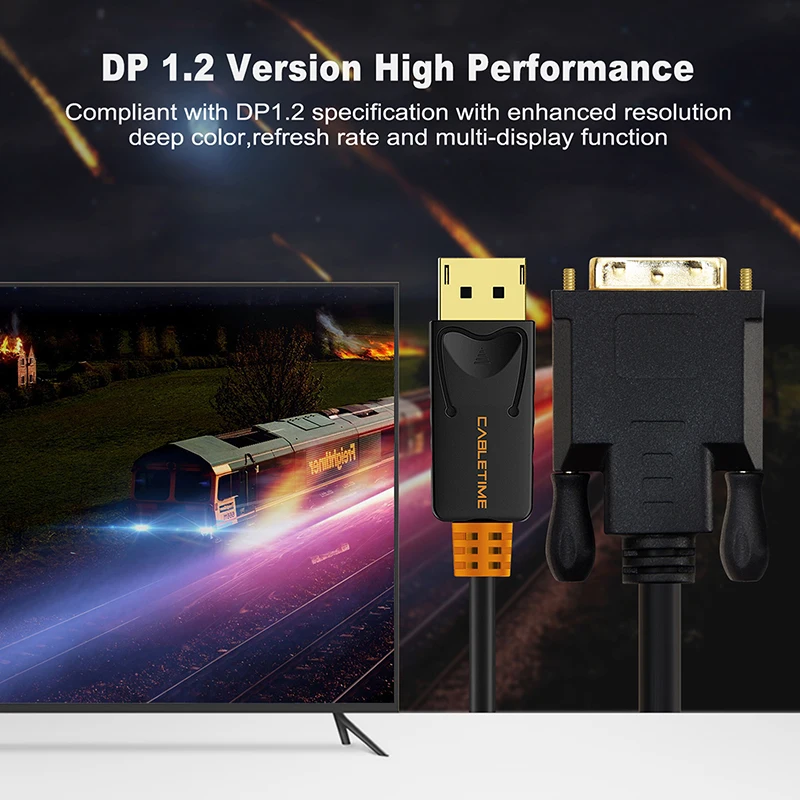 Cabletime عرض ميناء إلى DVI كابل الذكور إلى الذكور DisplayPort موانئ دبي إلى DVI اتصال محول 1080 وعاء 3D ل HDTV PC العارض N080 Cabletime عرض ميناء إلى DVI كابل الذكور إلى الذكور DisplayPort موانئ دبي إلى DVI اتصال محول 1080 وعاء 3D ل HDTV PC العارض N080