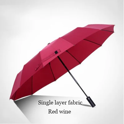 Single red wine Большой бизнес-зонты, дождевик для женщин и мужчин, полностью автоматический зонтик с 12 ребрами, мужской тройной складной зонтик, мужской большой складной зонтик - Цвет: Single red wine