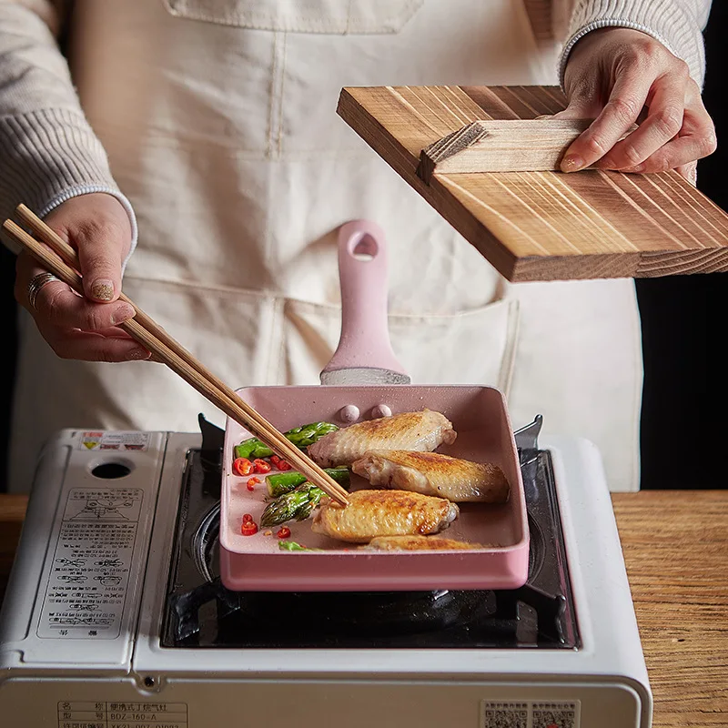

Mail 13 * 18cm Japanese Frying Pan Yuzi Non-stick Pan Mai Rice Stone Pan Easy To Clean Square Frying Pan
