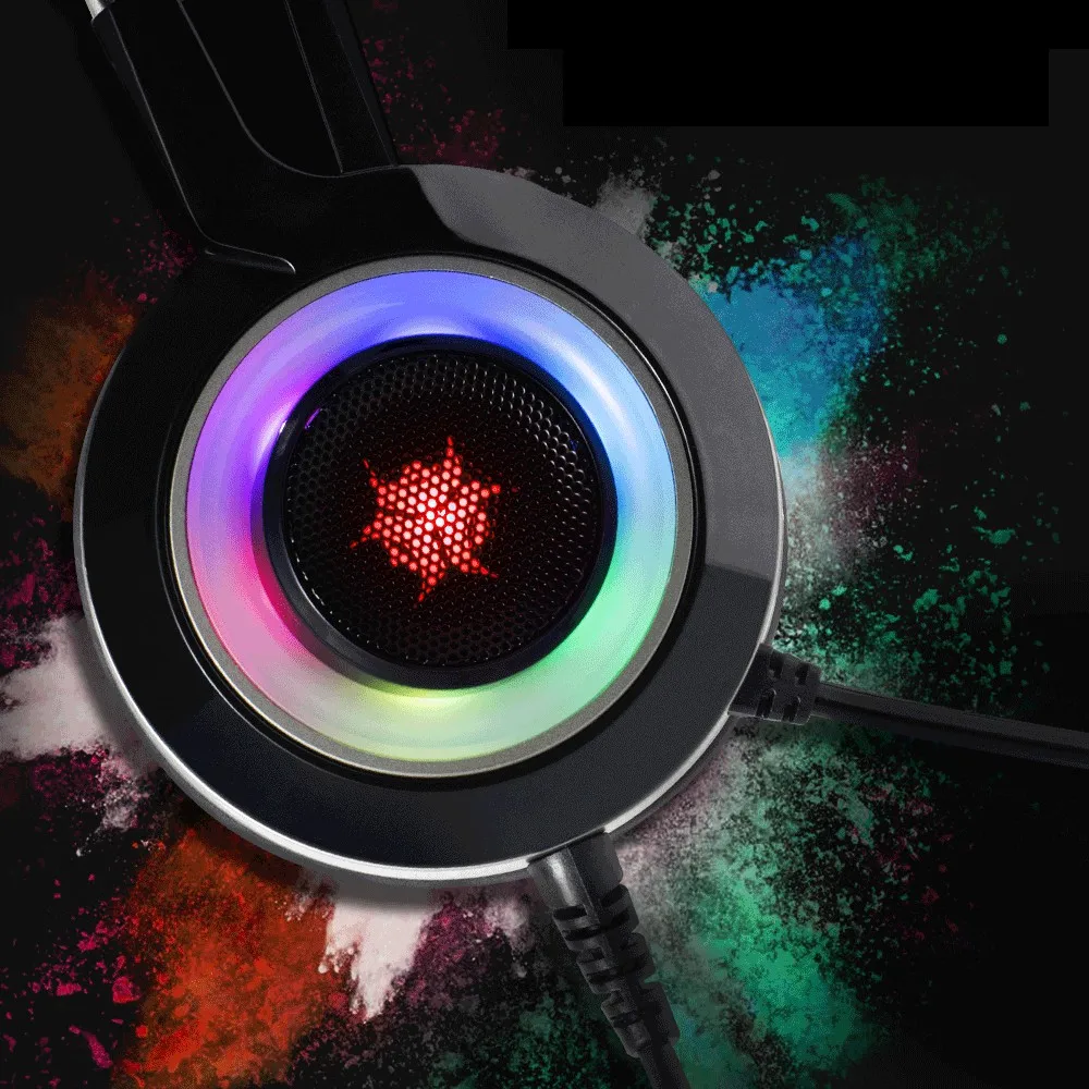 HEXGEARS гарнитура геймер 7,1 стерео RGB светильник шок отзывы USB PC телефон Игровые наушники с микрофоном наушники бас Auriculares