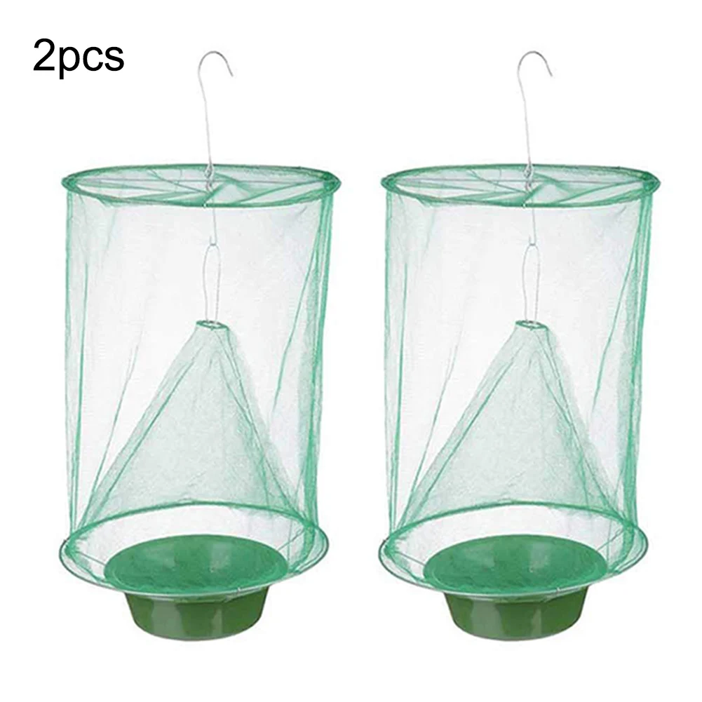 2 pcs Борьба с вредителями складной висячий мух-ловушка, мух-ловушка, Zapper, сетчатое ограждение, Ловушка с пластиковый горшок, садовые товары для дома и двора - Цвет: 2 pcs