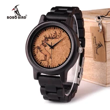 BOBO OISEAU WN01N02N03 Ébène En Bois Montre Nouveau Top Marque De Luxe noir Cool Mâle Game of Thrones Cadran Naturel de Bois Hommes montres