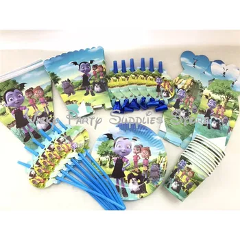 

58pcs/lot Vampirina Girl Theme Cartoon Party Tableware Set Paper Cup Plate Flags Set Birthday Baby Shower Party Supplies