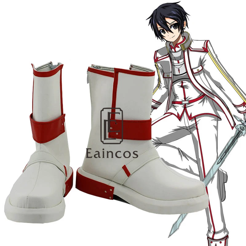 Anime Sword Art Online Knights of the Blood Kirito Cosplay zapatos de fiesta botas blancas hechas a cover boots|shoes boots womenboots flat shoes -