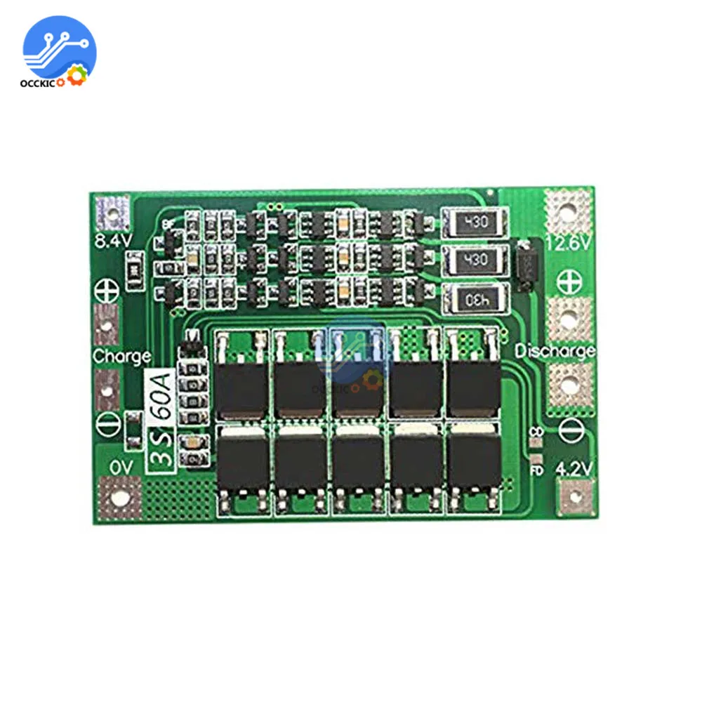 3S 60A BMS 18650 литий-ионный аккумулятор Защитная плата PCB 12,6-13,6 V батарея баланс доска для бурильного двигателя