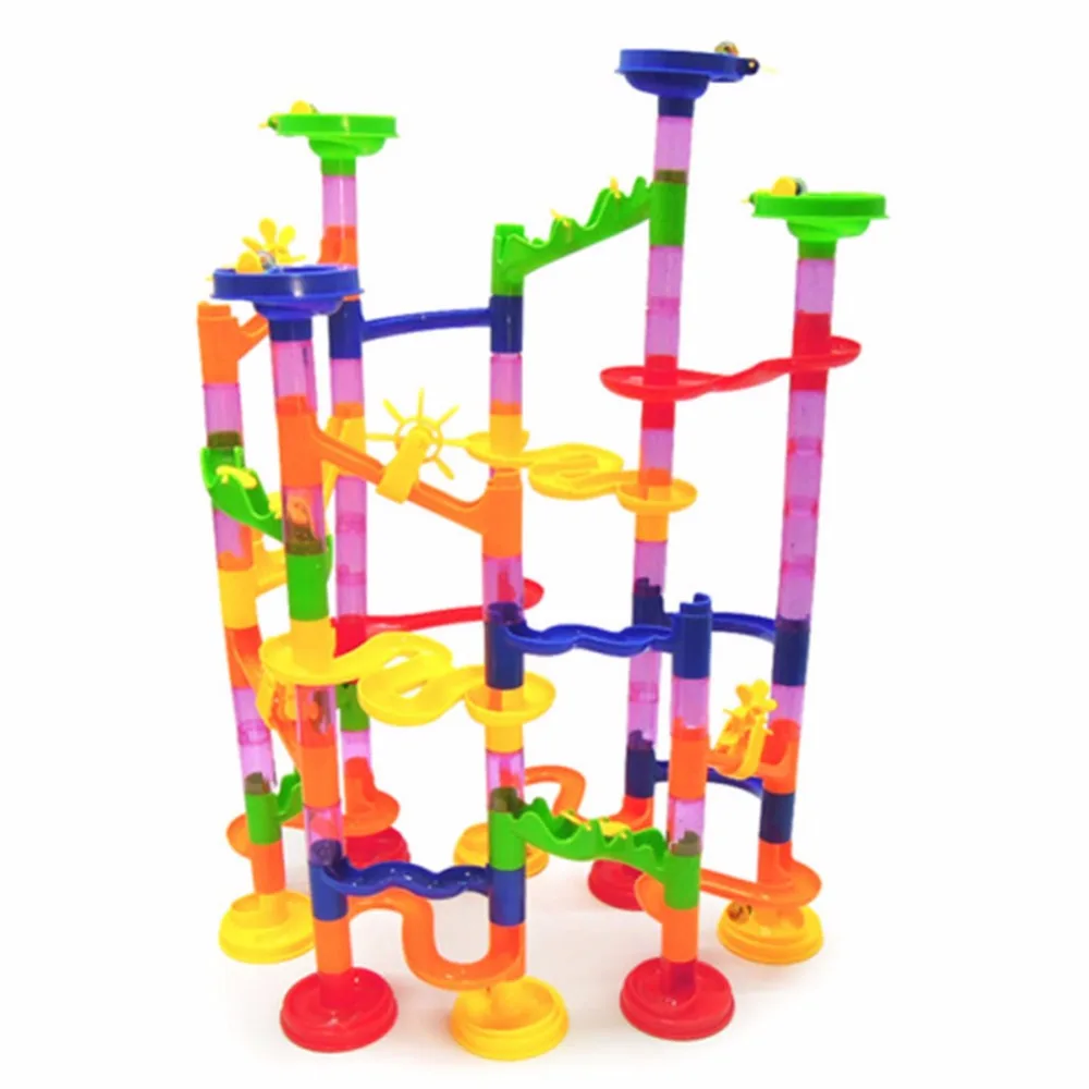 HBB 105Pcs Race Game Run Plastic Maze Balls Track House Building Block