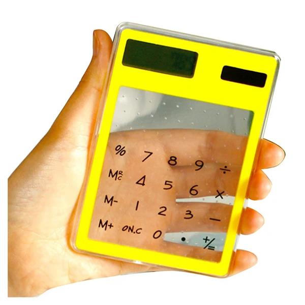 

hot-Transparent Calculator Clear Scientific Calculator Solar Energy Led Clear Calculator Creative Stationery Yellow