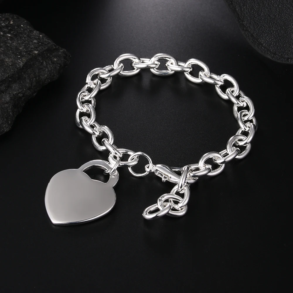 

silver Heart bracelet jewelry fashion For women girl lovely silver plated Bracelet 925 Christmas gift Valentine's day JSHH268