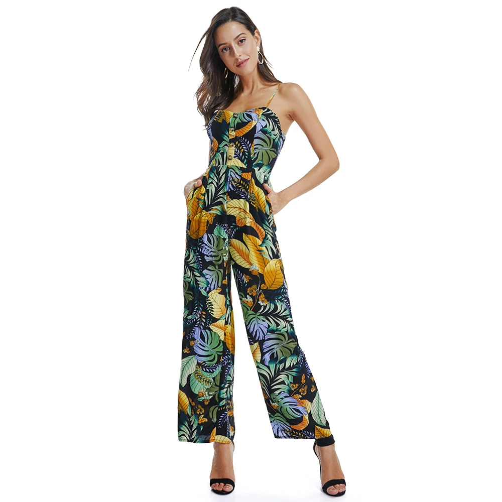 

Summer Women's Jumpsuit Bohemian Printed Holiday Sling Beach Overalls for women