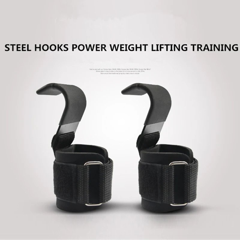 Fitness Weight Lifting Heavy Duty Hooks With Neoprene Pad Gym Wrist Wraps Best Power Weight Lifting Training Set#8