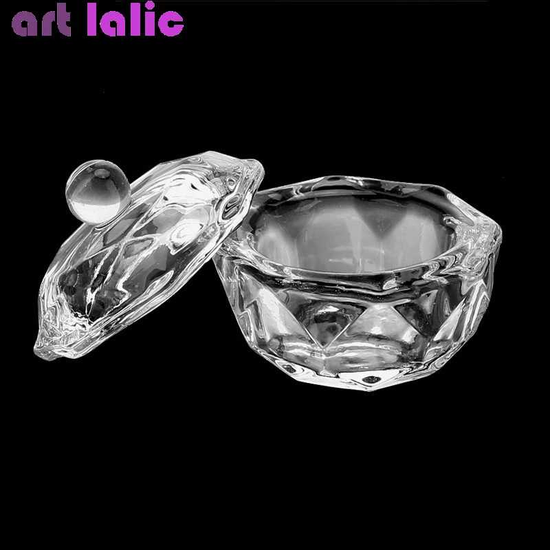  1Pc Crystal Cup Lid Glass Nail Art Dappen Dish Cup Acrylic Liquid Makeup Powder Nail Styling Tool E