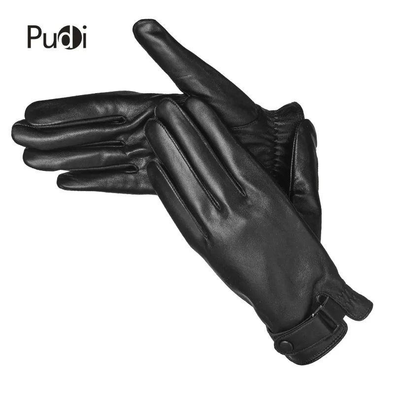 

Pudi GL863 man genuine leather real fur glove 2018 winter new real leather high quality one fur mans' gloves black color