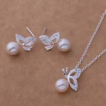 AS050 Горячая 925 стерлингового серебра ювелирные наборы серьги 223+ ожерелье 309/acgaitna aitajaaa