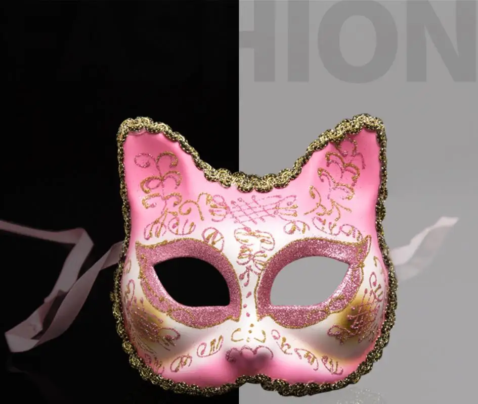 Big/Small Cat Child Cosplay Half Face Mask Party Princess Halloween Lace Mask For Party Show Masquerade Festival Mask