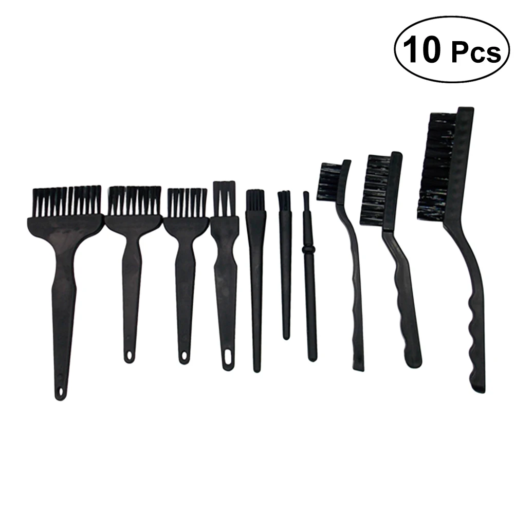 10 Pcs Anti Static Brushes Black Nylon Portable Multipurpose Plastic Handle Cleaning Kit Brush for Computer Small Spaces | Дом и сад
