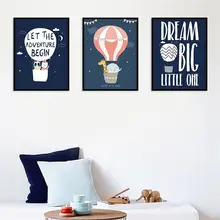 

Cartoon English hot-air balloon Wall Art Canvas Painting Nordic Posters And Prints animal Wall Pictures Baby Kids Room Decor