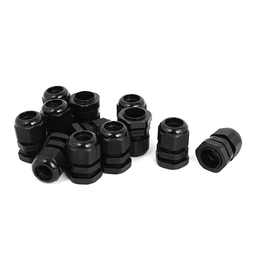 

PG16 Waterproof Wire Cable Glands Clamp Black Plastic Connector 12pcs