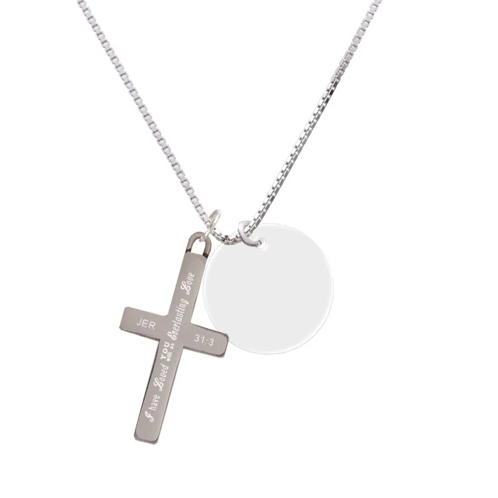Acrylic 7/8 Disc Imitation Pearl - Everlasting Love - Cross Necklace