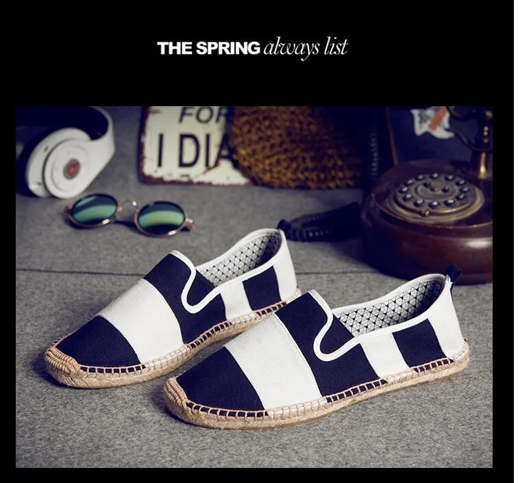 Branded Men's Fisherman Summer Casual Canvas Espadrille Flat Shoes Natural Jute Insole Moccasins Fashion Slip-On Loafers Shoes (10)