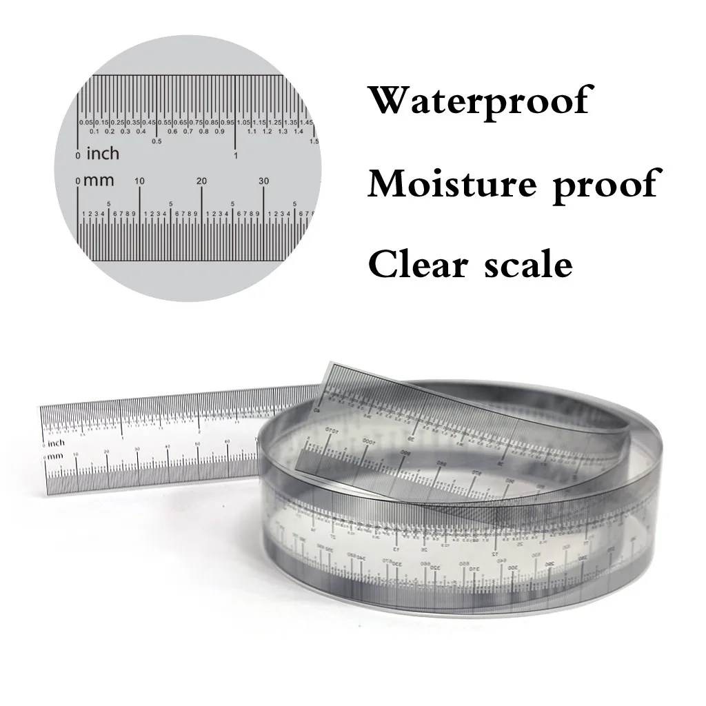 Калибр для точного измерения прозрачной пленки линейка дюймов: 0-40 дюймов метрика: 0-016 мм линейка сантиметр рулон ленты# CL30