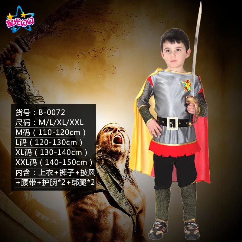 Бесплатная доставка Римский рыцарь воин карнавальный костюм для мальчиков