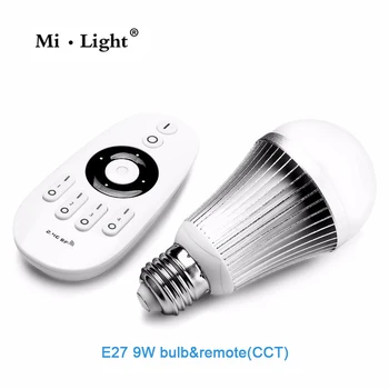 

2.4G MiLight E27 9W Wireless Smart CW/WWLED Lamp Bulb + 2.4G RF CCT/DIM Remote Control For Good Reputation