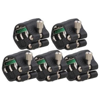 

Yibuy 5 Pieces Black Leather Ligatures with Metal Plate for Alto Sax Saxophone