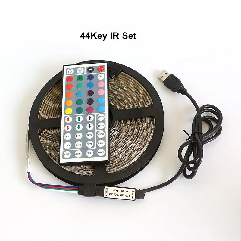 Светодиодная лента USB 5 в 5050 RGB 0 м 1 2 3 4 светодиодный светильник + мини ключа/24 ключа