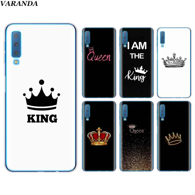 buy Queen amp; King couple princess Silicone Phone case for Samsung Galaxy A7 A6 A8+Plus A9 2018 S10 Plus S10e M20 M30 TPU Soft case