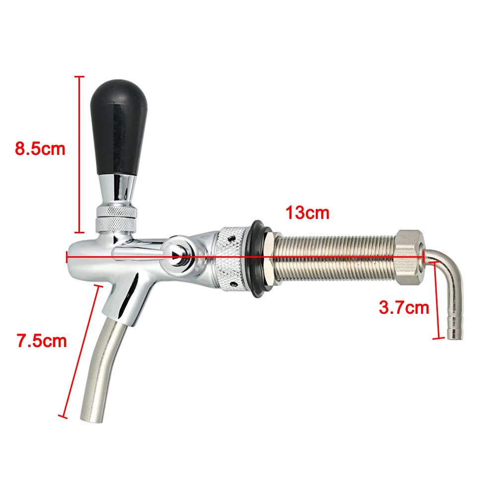 

Beer Tap Faucet Adjustable G5/8 Long Shank Chrome Plating Anti-rust Flow Controller HG99