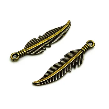 

100pcs Charms feather Pendants 27x7mm 0.6g Antique bronze Handmade Jewelry Making DIY Europe alloy accessories