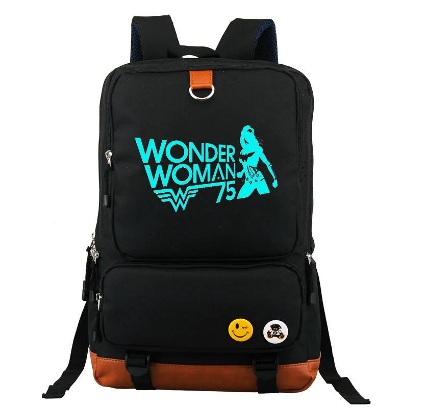 

Wonder Woman Comic Anime School Shoulder Bag Luminous Backpack black Bag New Rucksack Boys Girls