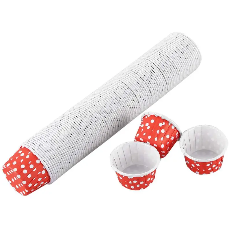 100X Paper Cupcake Liner Muffin Candy Nut Snack Greaseproof Dessert Baking Cups Color: Red Dot: 3.8cm*3cm*5cm | Дом и сад