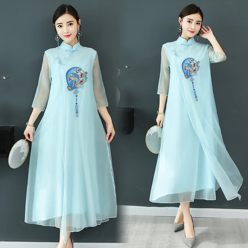 Азиатская одежда, аодай, вьетнамское традиционное женское платье, аодай, китайское, современное, чонсам, цветочный принт, аодай
