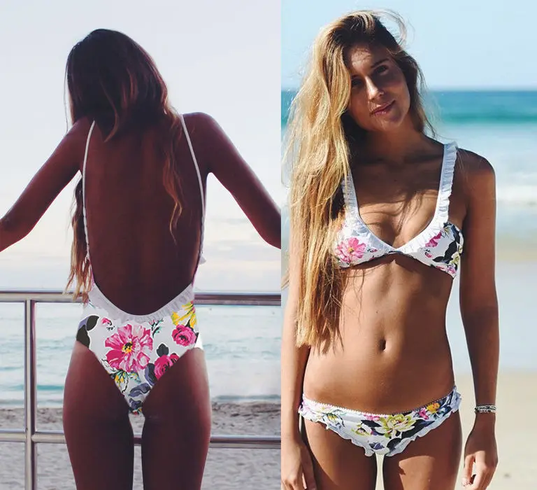 

Hot 2017 Floral Printed Swimsuit Sexy Swimwear Bathing Suit Women Swim Wear female Biquini Bandage Monokini Swimsuits