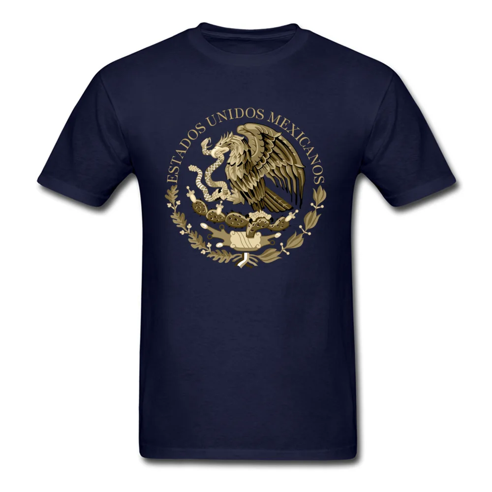 Mexico flag seal in sepia Top T-shirts 2018 New Short Sleeve Classic Cotton Fabric Crewneck Men T Shirt Tops Shirts Lovers Day Mexico flag seal in sepia navy