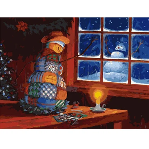 Santa Claus Snowman DIY Oil Painting Colors On Number Canvas Paint Pictures By Numbers For Home Christmas Decoration - Цвет: E533