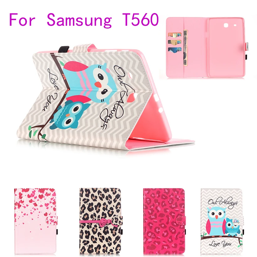 

Colorful Painted Flip Leather Case For Samsung Galaxy Tab E 9.6 T560 T561 Tablet Cover Cases Magnetic wallet Shell Protective