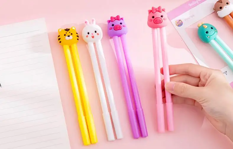 1+1pc Kawaii Siamese Pen Couple Girlfriends Gel Pen Writing Supplies Stationery Black Rollerball Signature Pen School Supplies