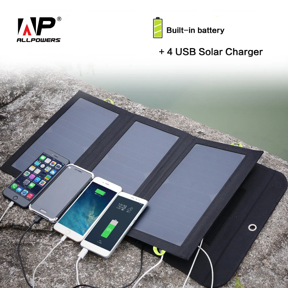ALLPOWERS Solar Power Bank 5V 21W Solar External Battery Charger 4 USB Output Ports for iPhone iPad Samsung HTC Sony Huawei ALLPOWERS Solar Power Bank 5V 21W Solar External Battery Charger 4 USB Output Ports for iPhone iPad Samsung HTC Sony Huawei
