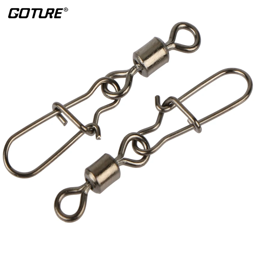 

Goture 200pcs/lot MS+ZQ Rolling Fishing Swivel With Nice Snap Size 8, 6, 4, 2 Pin Hook Lure Terminal Carp Fishing Tackle