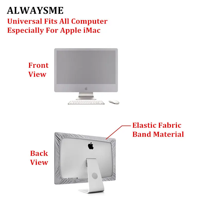ALWAYSME 19 дюймов 21 дюймов 24 дюймов 27 дюймов черный полиэстер компьютерный пылезащитный чехол для Apple iMac ЖК-экран Dell Sumsung hp