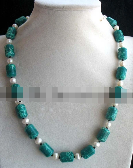 

ddh003804 wholesale imperial taper pillar & freshwater pearl white necklace