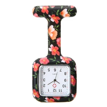 

Fashion Square Silicone Nurses Doctor Watch Women Dress Square Shape Tunic Brooch Analog Quartz Medical Fob Pocket Watch