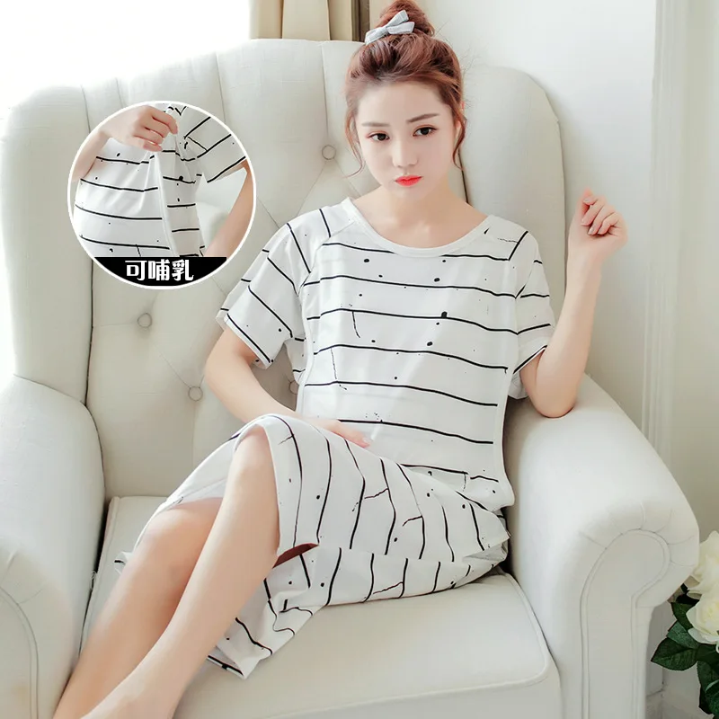 3XL 4XL Summer Maternity Nightgown Loose Breastfeeding Sleepwear for Pregnant Women Pregnancy Nursing Night Dress Nightwear