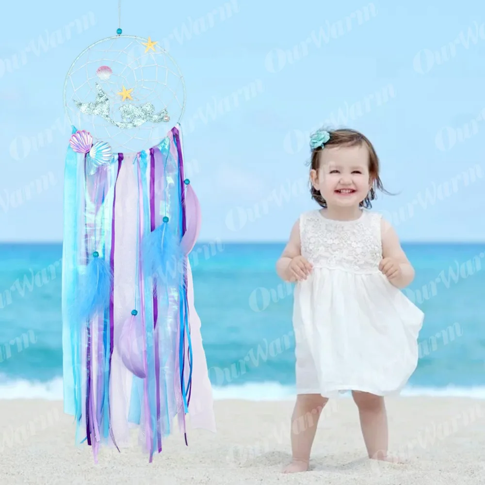 OurWarm Under The Sea вечерние украшения Русалка Dream Catcher Baby Shower Русалка тематические вечеринки синий колокольчиков дома Настенный декор