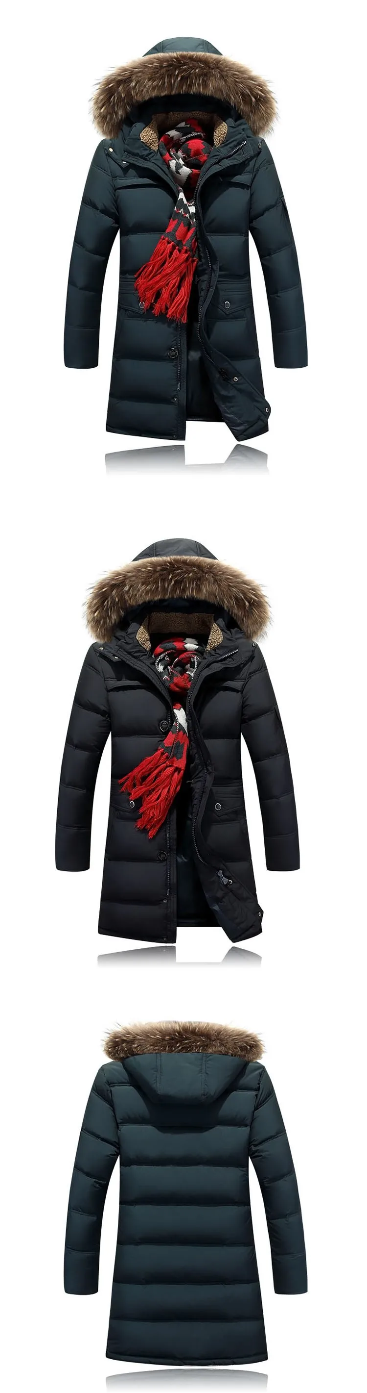 Winter Parka Thicken Warm Down Winter Jacket Men fashion casual fur collar Hooded Coat Outdoor windproof White Duck Down Jacket  (7)