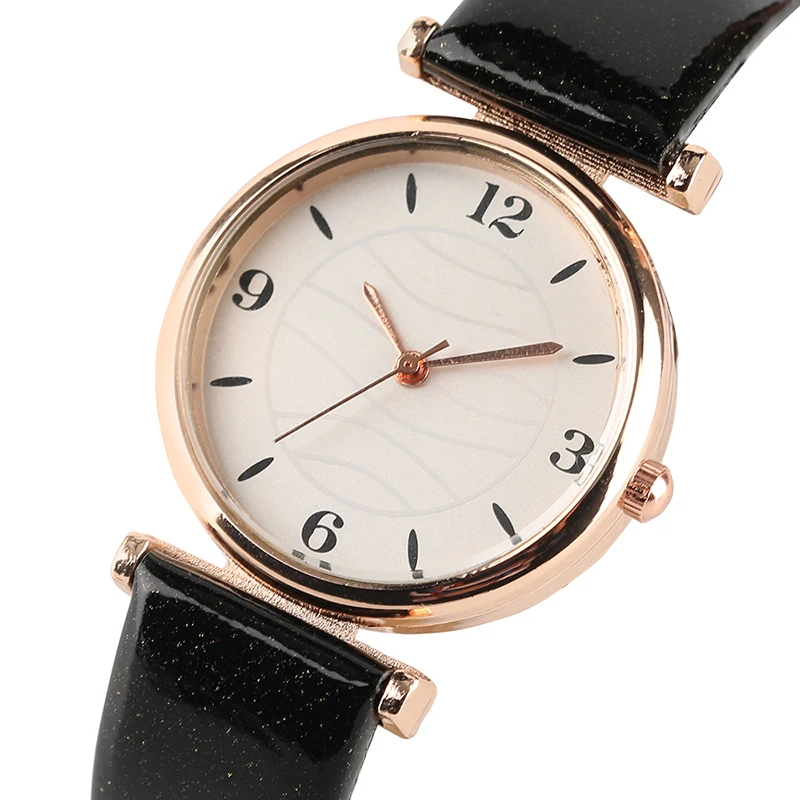 

Rose Golden Women Watch Unique Wave Circle Dial Design Fashion Casual Analog Female Ladies Girls Leather Quartz Wristwatch 2018