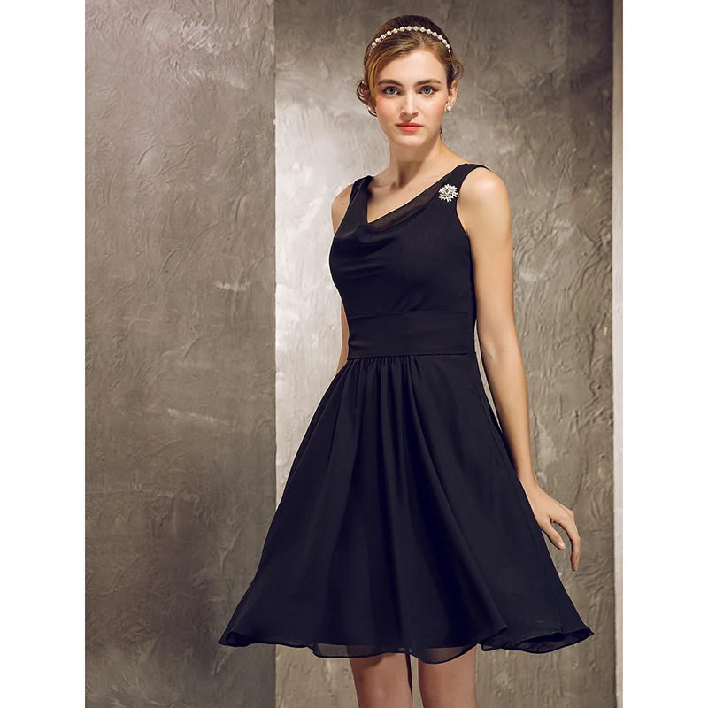 Cowl Neck Chiffon Bridesmaid Dress