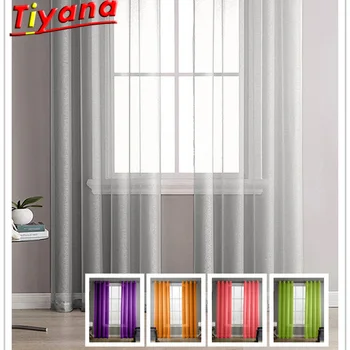 

1Piece W140*H240 Ring Top Soild Tulles for Living Room Multi-color Ptional Send Fast Green/Red/Orange Tulles for Room WP184R#40